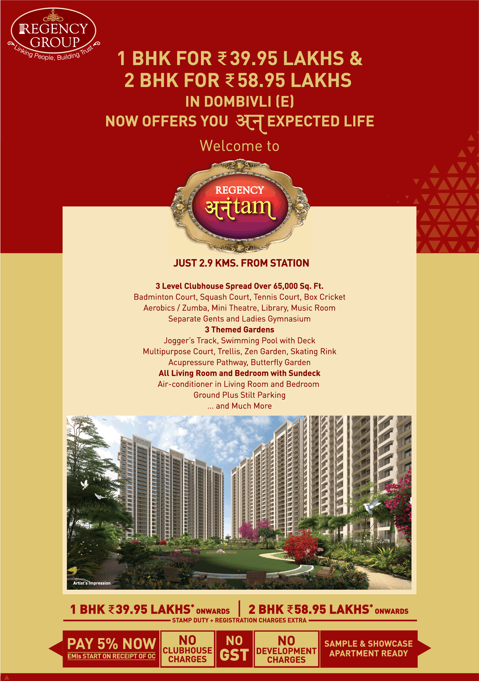 Sample & showcase apartment ready at Regency Anantam in Mumbai